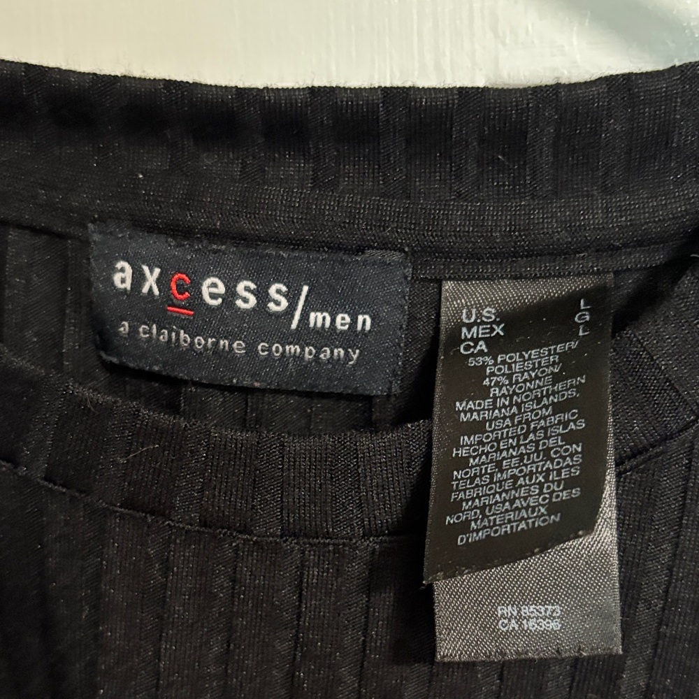 Axcess Black Ribbed Short Sleeve Tee - Picture 2 of 5